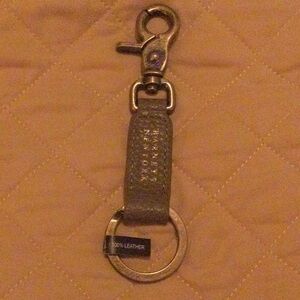Barneys New York Leather Keychain with Metal Clip